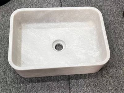 WPB251 Crystal White Marble Stone Wash Basin Rectangle Shape Sink