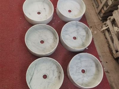 WPB258 Natural White Marble Stone Round Bowl Basins for Bathroom Vanitytops