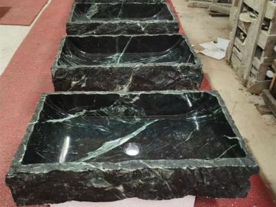 WPB259 Sanitary Ware Green Black  Marble Rectangle Stone Washroom Stone Counter