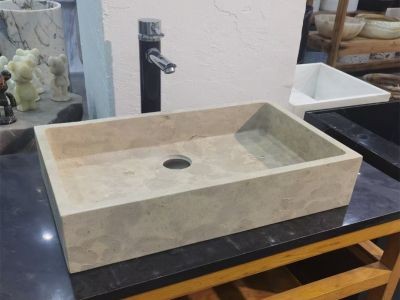 WPB278 Customize Hand-made Rectangle Square Sink Natural Grey Stone Basin